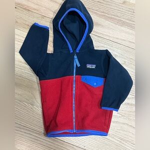Patagonia Jacket Baby Infant 6-12M Blue Red Micro D Snap-T Fleece Full Zip